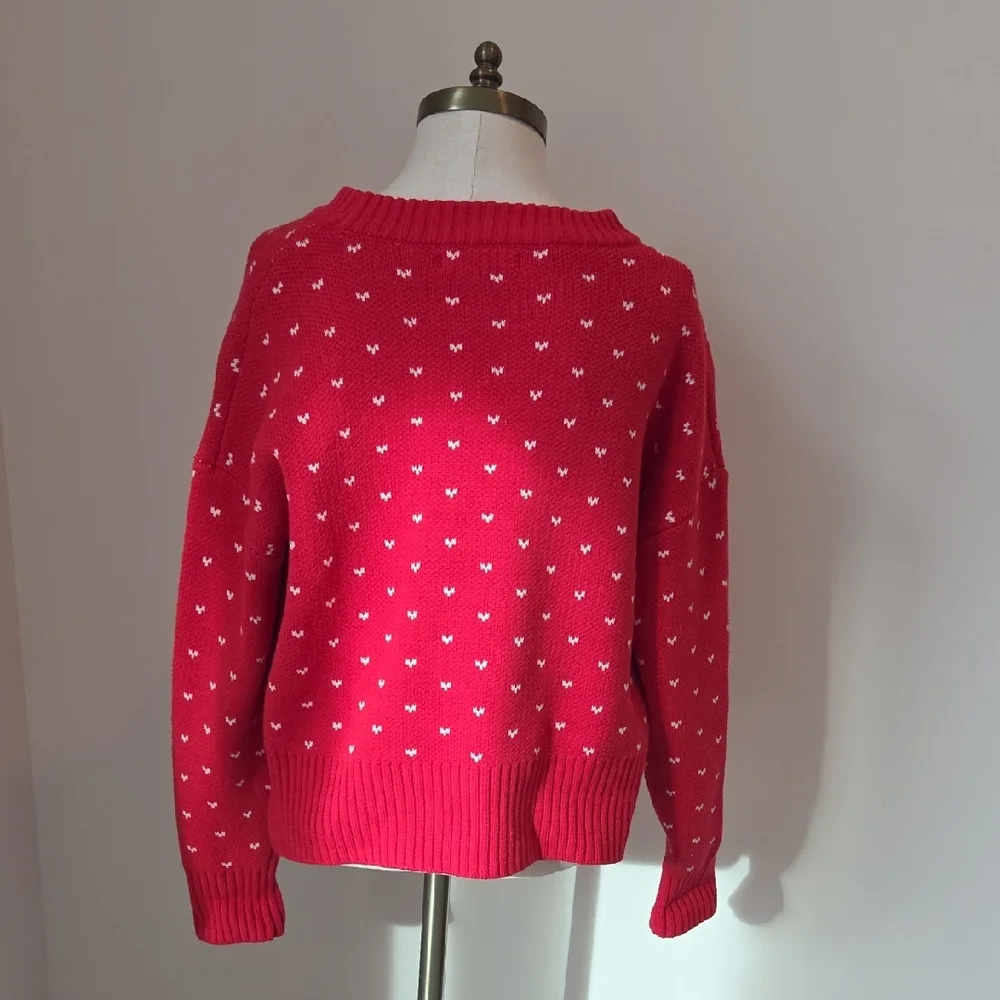 Francesca's Collections Red Sweater with White Accents - Picture 3 of 3